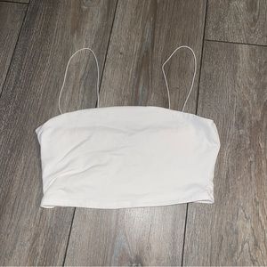 Dynamite White Power Mesh Thin Strap Crop Top S